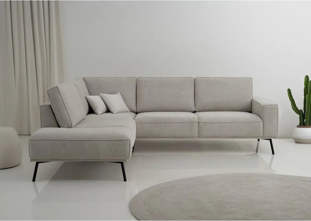 Divano angolare greige (con penisola a sinistra/a L) con rivestimento in ciniglia Amsterdam – Scandic