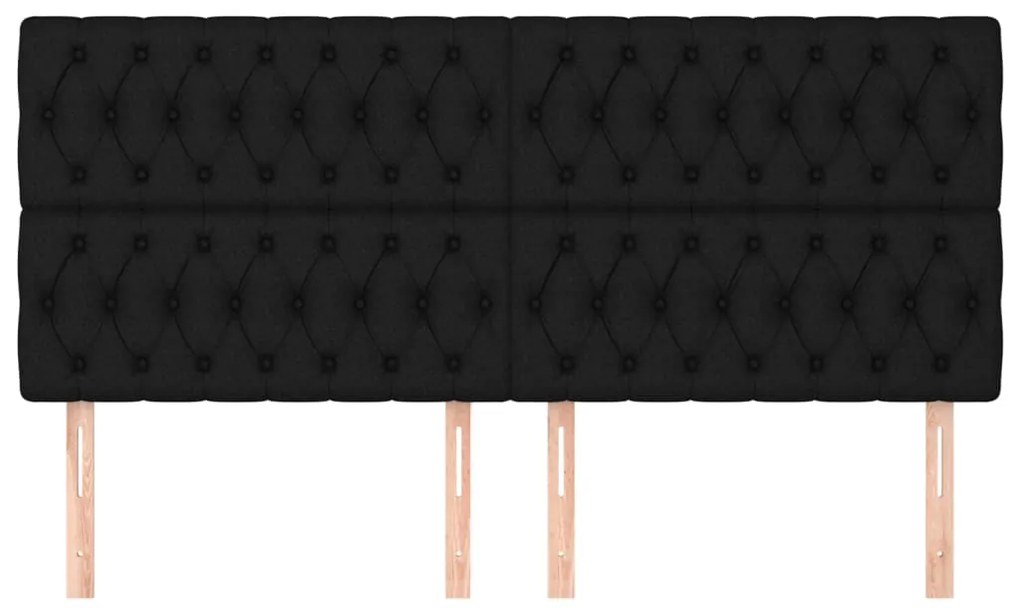Testiera 4 pz nera 90 x 7 x 78/88 cm in tessuto