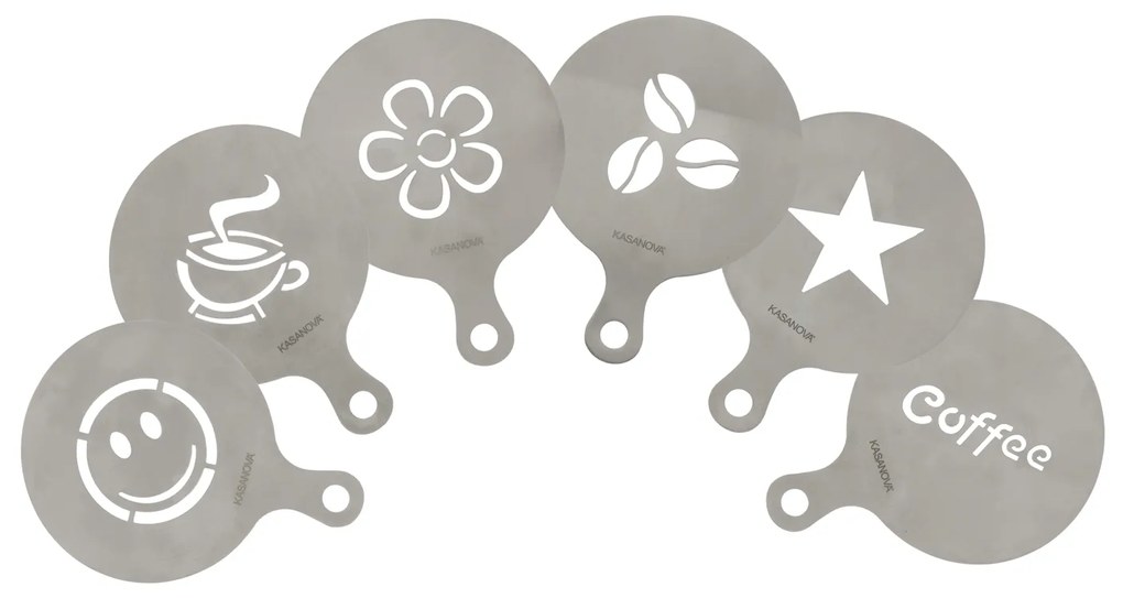 Set stencil con 6 decori in acciaio, da 10 cm