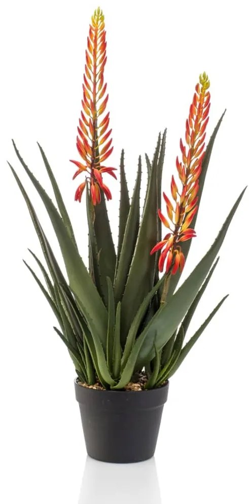 Aloe Artificiale Con 2 Fiori 80 Cm İn Vaso /