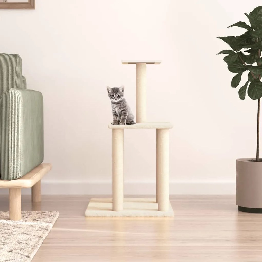 Albero Per Gatti Con Tiragraffi İn Sisal Crema 85,5 Cm /