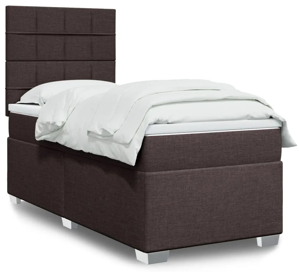 Giroletto A Molle Con Materasso Marrone Scuro 90x190cm Tessuto /