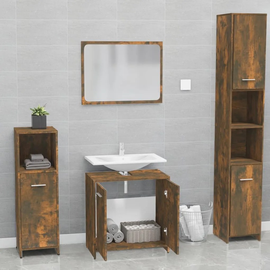 Set di mobili da bagno rovere fumo in legno multistrato