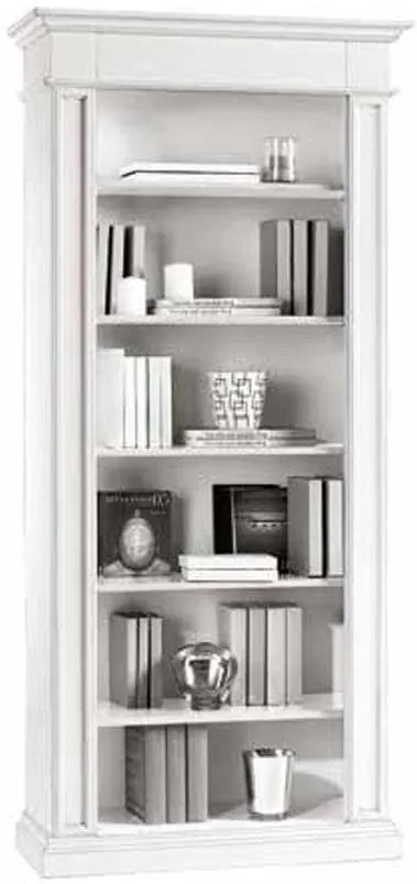 Libreria arte povera in legno massello bianco 93x40x205 cm