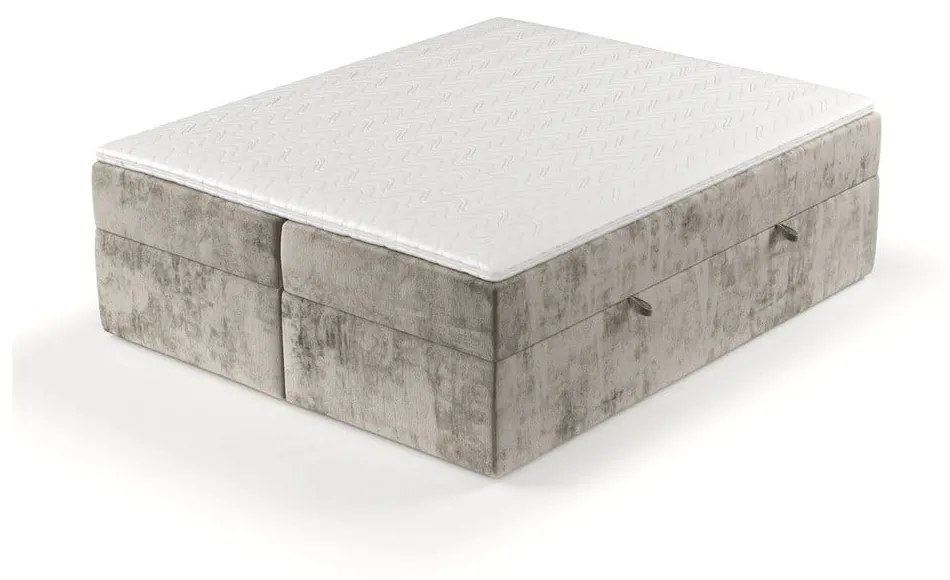 Letto boxspring marrone chiaro con contenitore 180x200 cm Yoko - Maison de Rêve