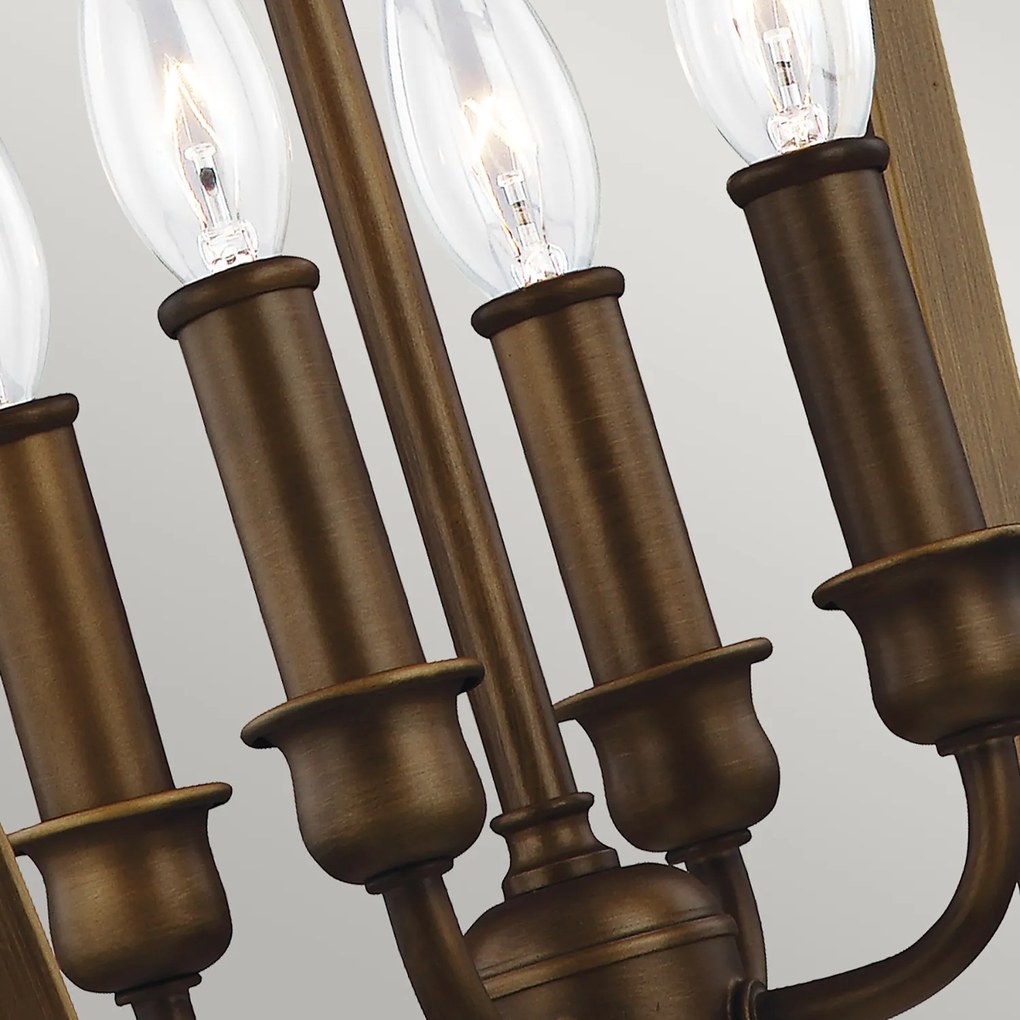 Lampadario Contemporaneo Yarmouth Acciaio Ottone Antico Verniciato 4 Luci E14