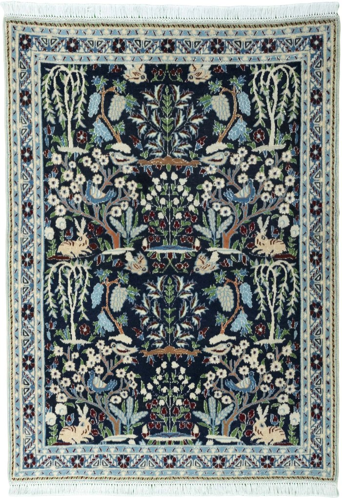 Nain Tappeto persiano 130 x 90 Blu (Iran) Annodato A Mano