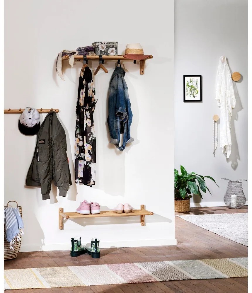 Appendiabiti da parete in legno di quercia in colore naturale Milford - Rowico