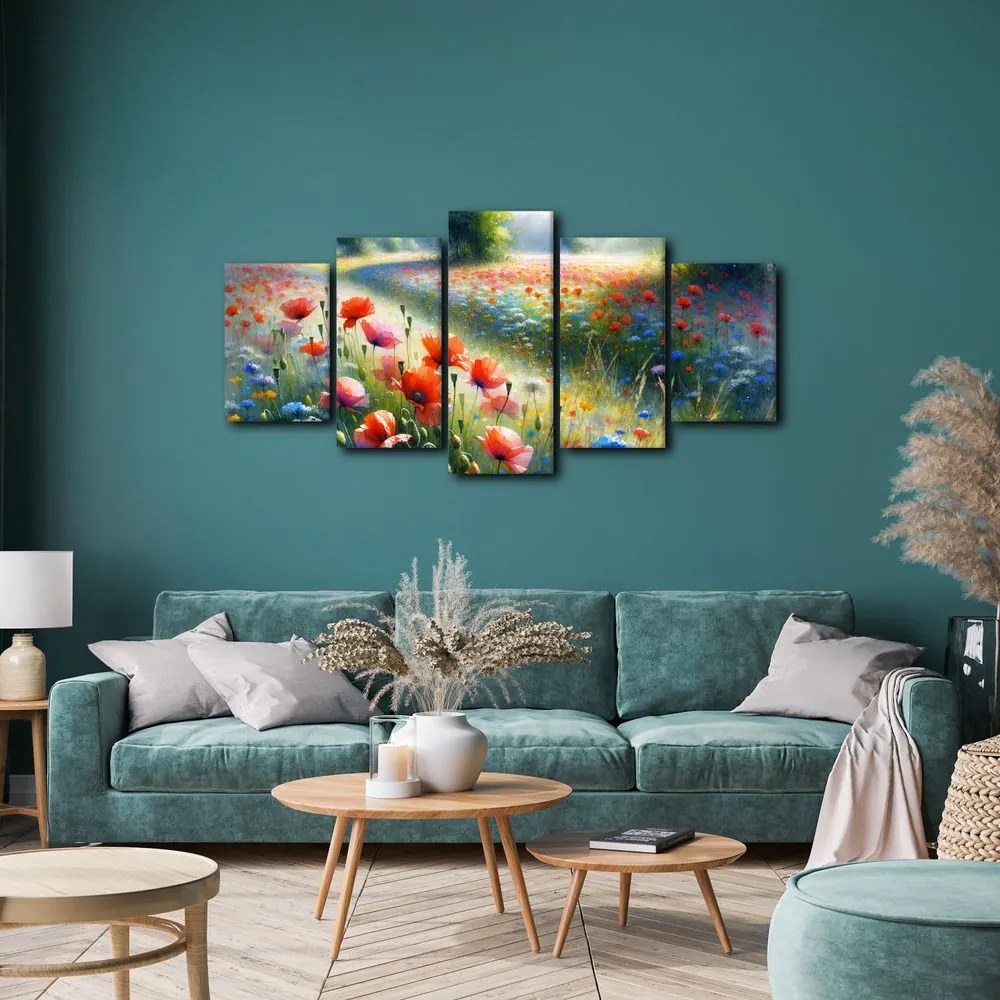 Quadro su tela – Papaveri rossi in un mare di fiori di campo