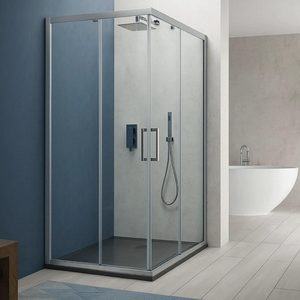 Box Doccia Angolare Scorrevole 70x70 Giava "Hera" Cromo Lucido/Vetro Trasparente