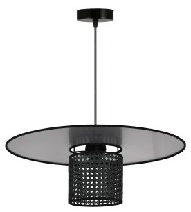 Duolla - Lampadario a sospensione con filo TOKYO RATTAN 1xE27/15W/230V diametro 50 cm nero/argento