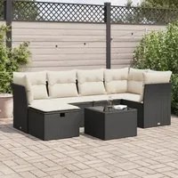 Set Divani da Giardino con Cuscini 7pz Nero Polyrattan 3325292