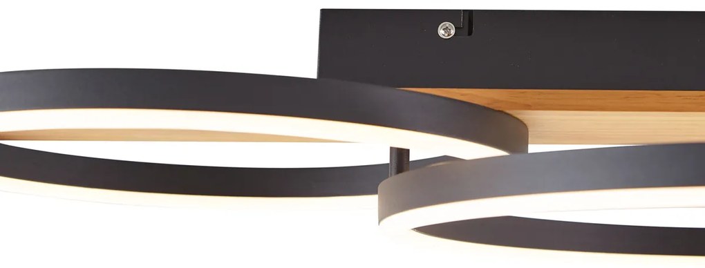 Plafoniera di design nera rotonda con LED dimmerabile a 3 livelli - Nimue