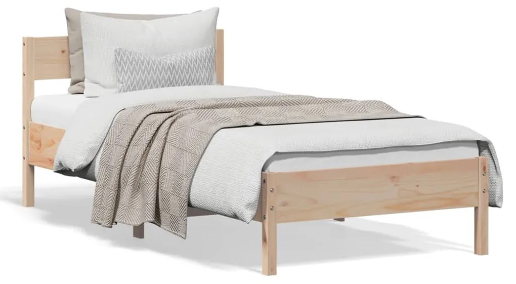 Letto Senza Materasso 90x190 Cm İn Legno Massello Di Pino /