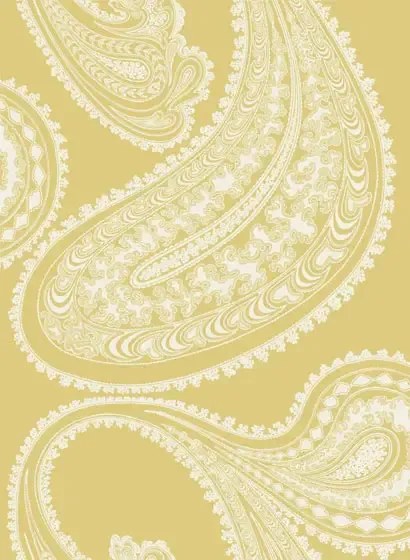 Cole & Son Carta da parati Rajapur Flock - Yellow/ White