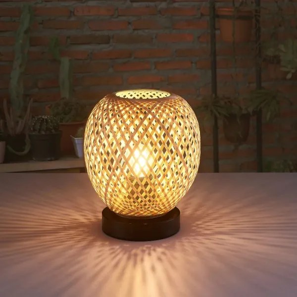 Lampada da tavolo ZANZIBAR 1xE27/20W/230V diametro 18 cm bambù