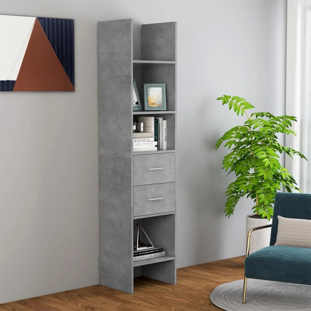 Libreria grigio cemento 40x35x180 cm in truciolato