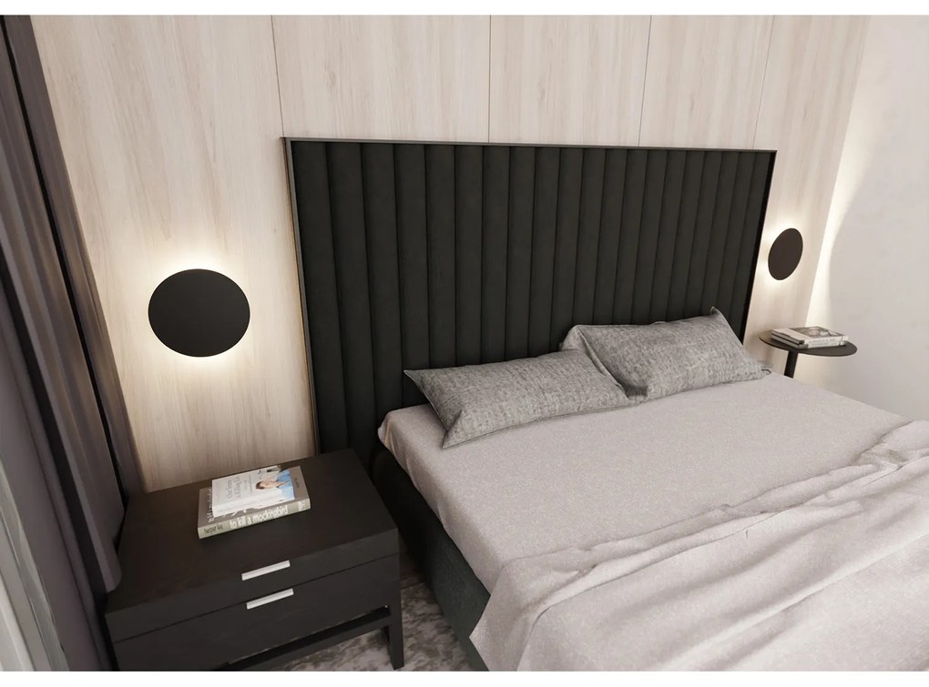 Applique Minimal Tonda 1 Luce Indiretta Agni In Acciaio Nero