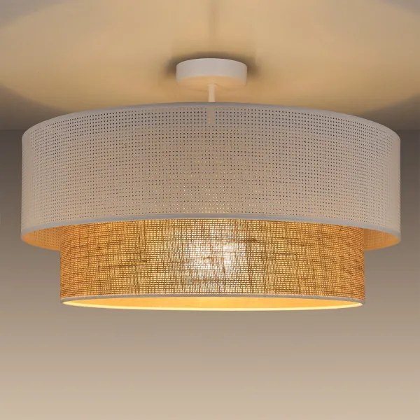 Plafoniera a montaggio superficiale BORHO 1xE27/60W/230V Ø 50 cm bianco/iuta