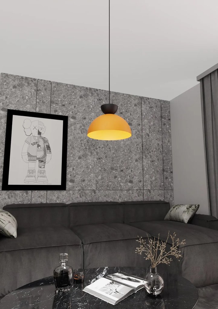 Lampadario Minimal Efesto Acciaio Nero Arancione 1 Luce Gx53 Ip20