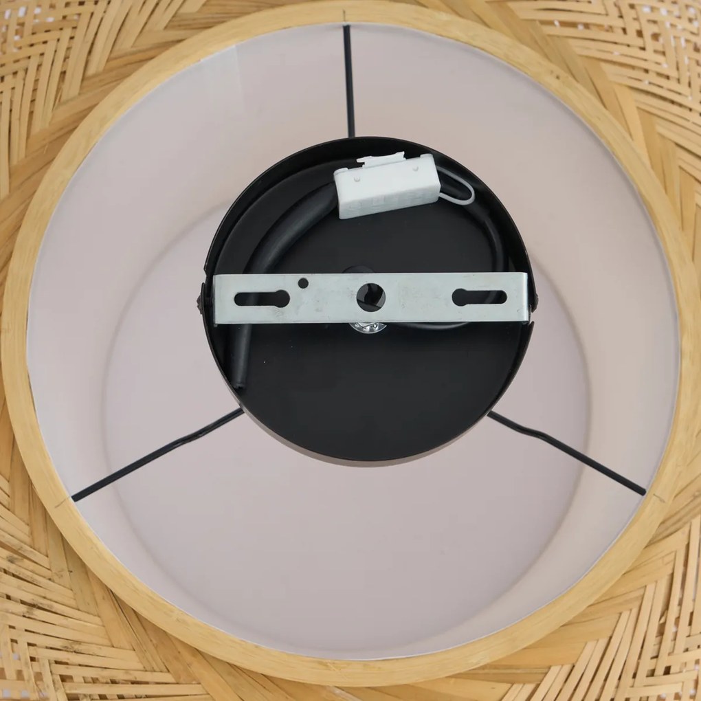 Plafoniera Japandi in bambù con interno bianco - Liva