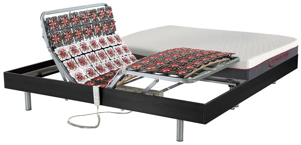 Letto relax elettrico sole sospensioni Materasso memory Motori OKIN 2 x 80 x 200 cm Nero - ATRIDE di DREAMEA