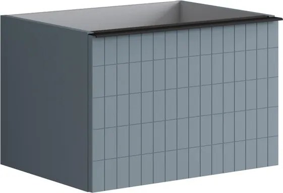 Mobile da bagno sospeso sotto lavabo Pixel grid  2 cassetti L 60 x H 40 x P 45.5 cm blu  indaco e maniglia alluminio nero opaco