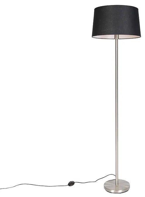 Lampada da terra moderna in acciaio con paralume nero 45 cm - Simplo