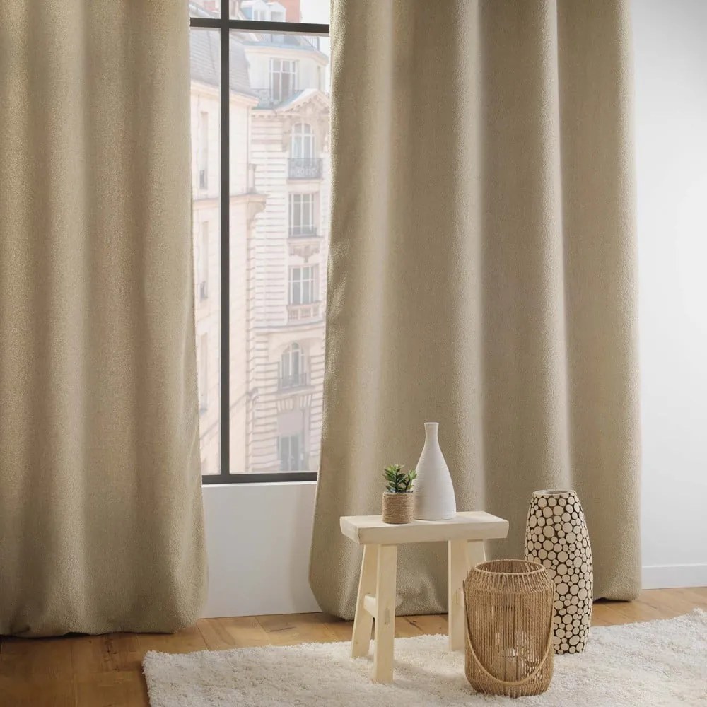 Tenda bouclé beige 140x240 cm Wooly - douceur d'intérieur