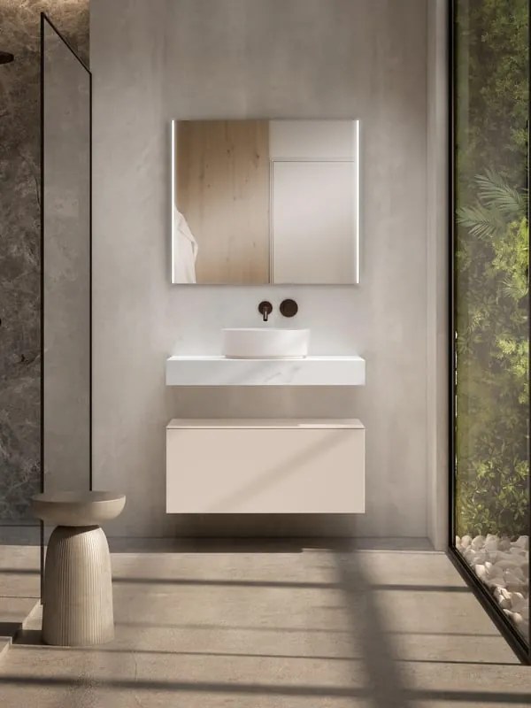 Armadietto bagno a terra Element VISOBATH 1 cassetto P 46 x L 80 x H 35 cm cotone laccato truciolare