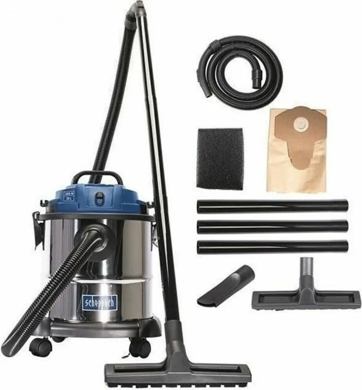 Scheppach - Aspiratore aspirapolvere aspiraliquidi bidone inox 1200w 20l nts20