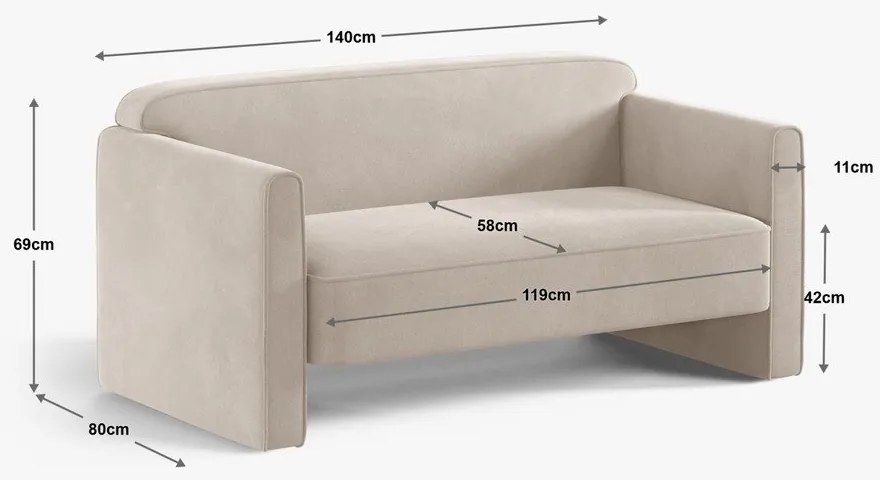 Divano verde con rivestimento in velluto 140 cm Abby – Micadoni