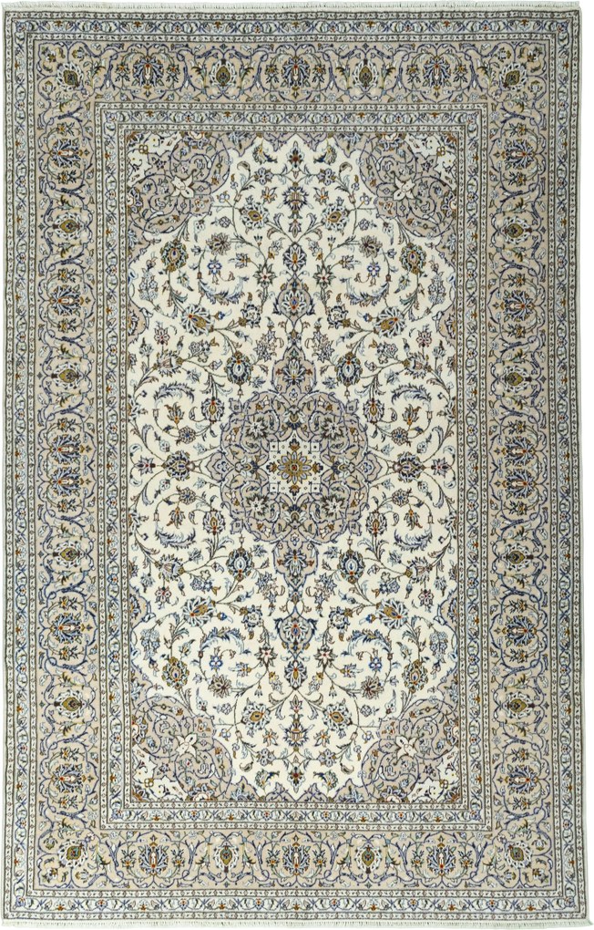 Kashan Tappeto 200x310 Beige (Iran) Annodato A Mano