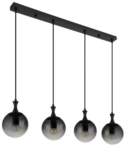 Globo 15885-4H - Lampadario a sospensione con filo DALTON 4xE27/10W/230V nero