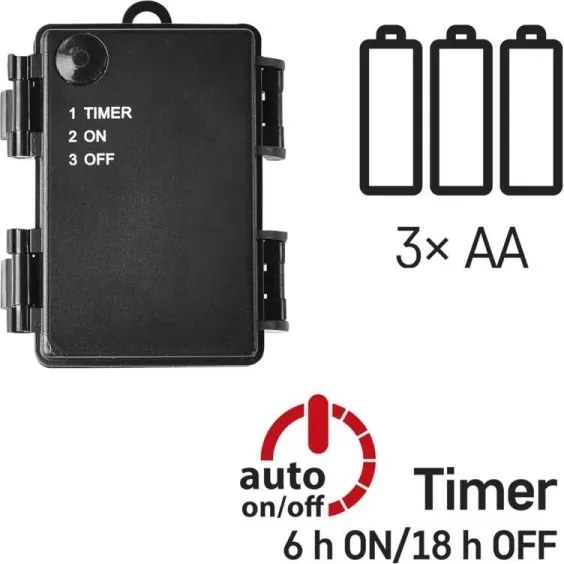 Catena luminosa LED da esterno 80xLED/3xAA 6,1 m IP44 bianco caldo