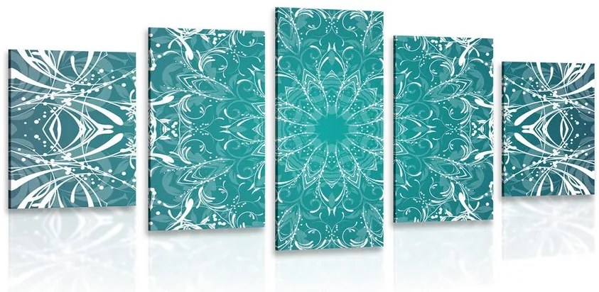 Quadri 5 pezzi – Rosone blu e bianco