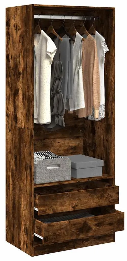 Armadio Rovere Fumo 80x50x200 Cm İn Legno Multistrato /