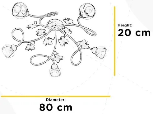 ONLI - Lampadario a plafone per bambini BUTTERFLY 5xE14/6W/230V