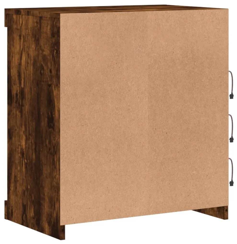 Credenza con Luci LED Rovere Fumo 60,5x37x67 cm