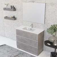 Mobile bagno a terra 100 cm Master grigio con lavabo e specchio