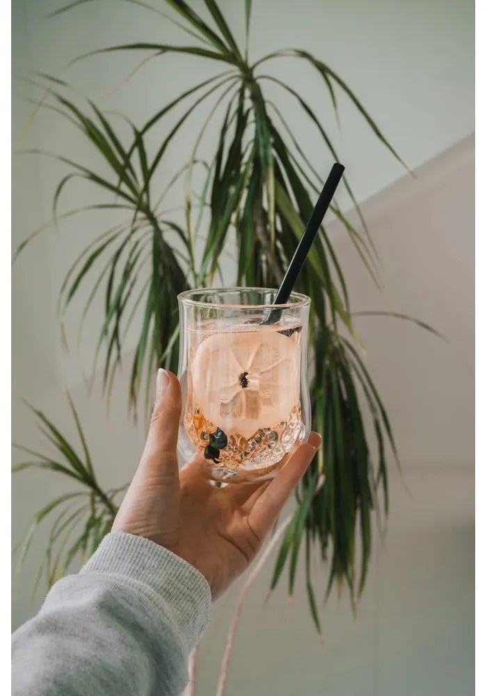 Set di 6 cannucce in vetro nero per bere, lunghezza 20 cm - Vialli Design