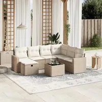 Set Divano da Giardino 8 pz con Cuscini Beige in Polyrattan 3263534