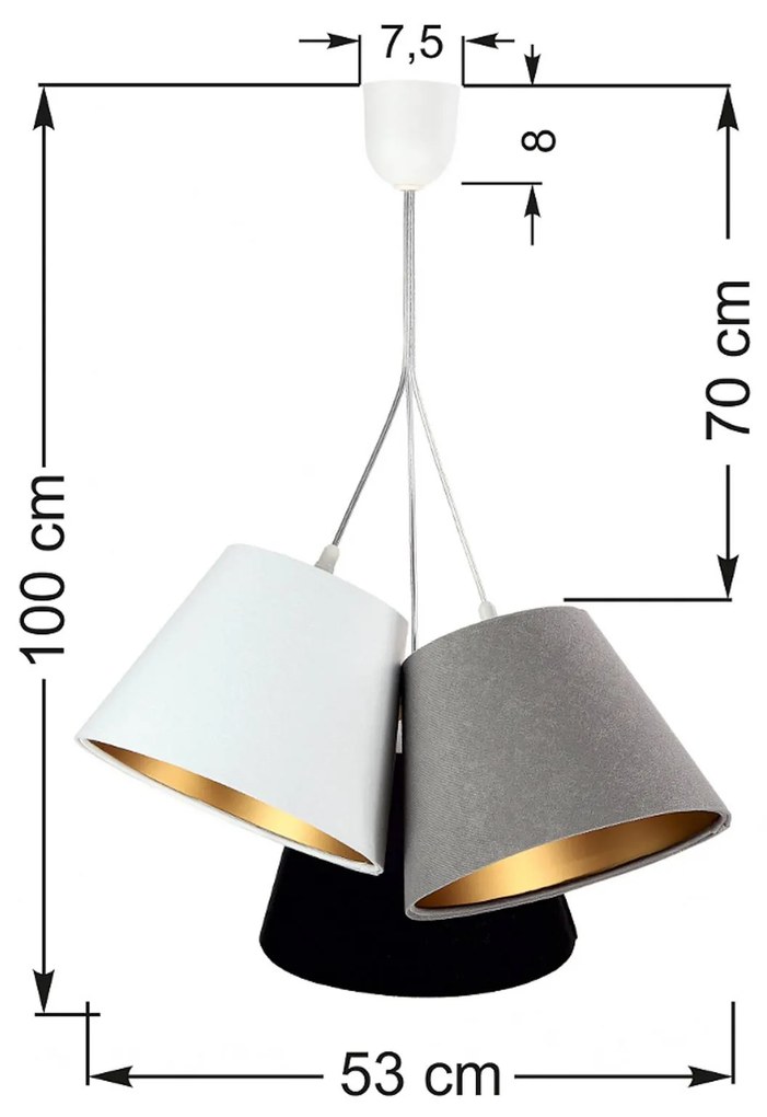 Maco Design Lampada a sospensione Zsofia a 3 luci bianco/grigio/nero/oro