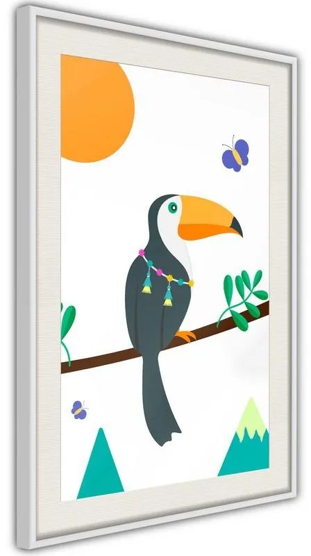 Poster  FairyTale Toucan  Cornice Quadri Cornice nera con pass-partout, Larghezza x Altezza Home decor 20x30