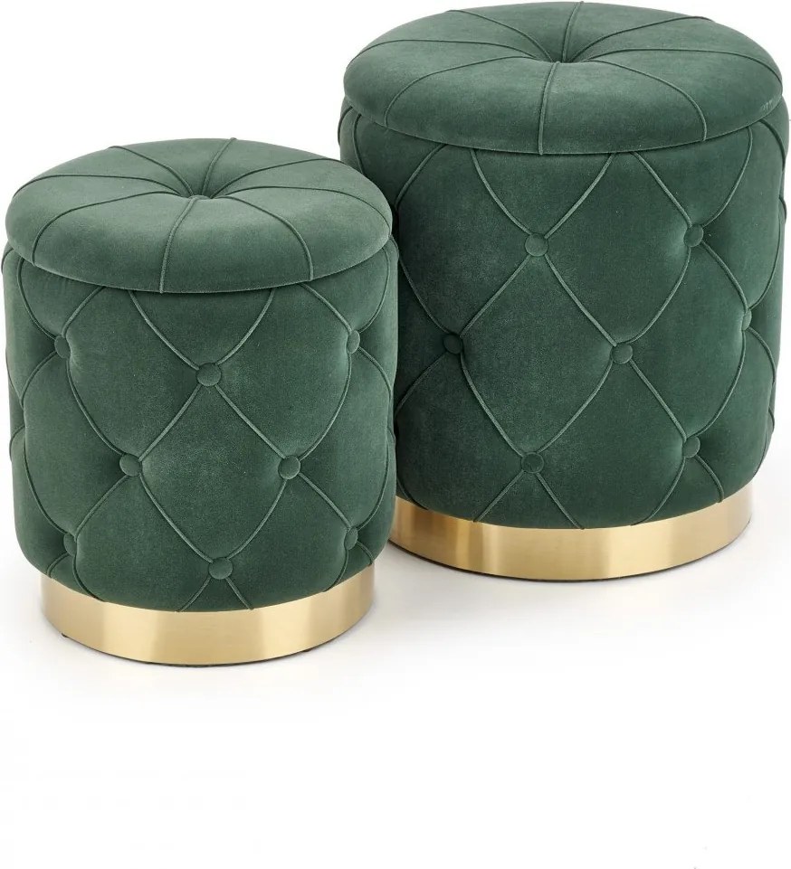 Set di Pouf imbottiti Polly Verde / Oro