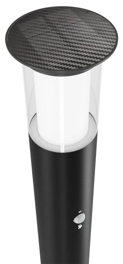 Paletto Solare 80cm in Acciaio Nero con Sensore Movimento e Picchetto Colore Bianco Naturale 4.000K