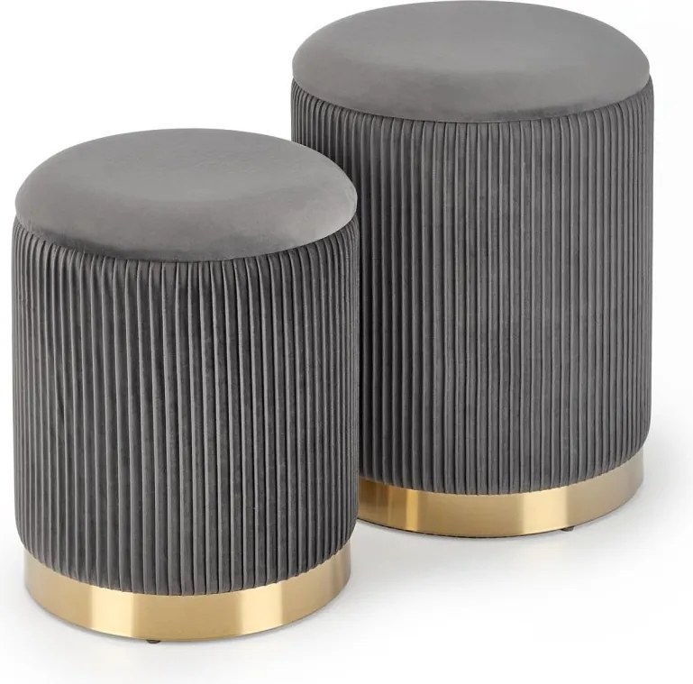 Set di Pouf imbottiti Monty in grigio/oro