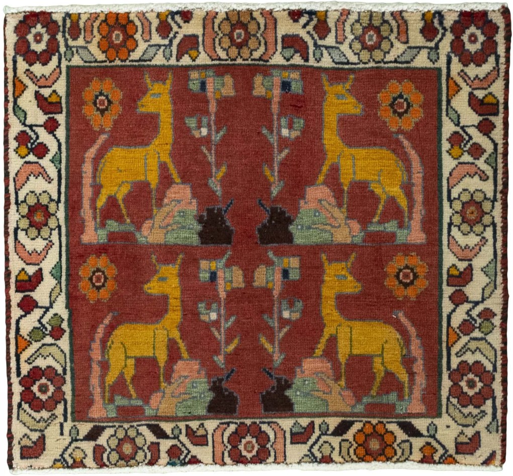 Shiraz Tappeto 60x60 Rosso (Iran) Annodato A Mano