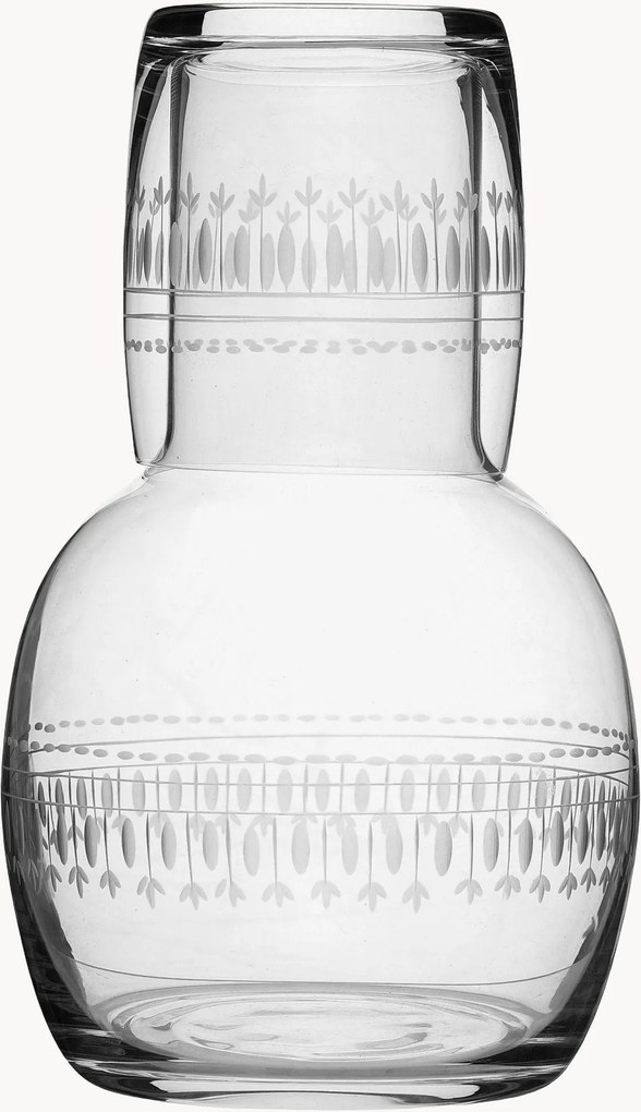 Caraffa e bicchiere in cristallo soffiato Ovals