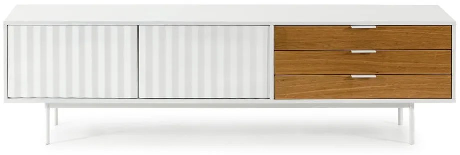 Mobile TV bianco-colore naturale effetto rovere 180x52 cm Sierra – Teulat